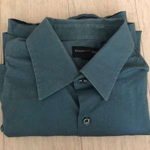 Banana Republic M 15-15.5 Blue Button Dress Shirt